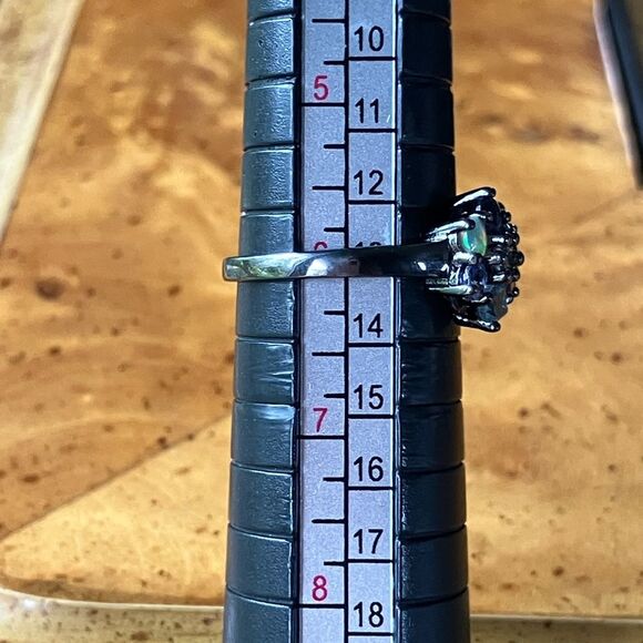 Natural Multi Gemstone Sterling Silver Black Rhodium Ring - Picture 9 of 10